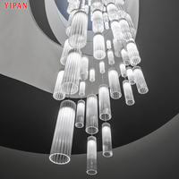 Suspension en verre personnalisée de luxe Hôtel Villa Centre commercial Escalier Installation facile Lustre LED Dimmable Haute luminosité 2 ans