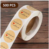 Etiqueta Adhesiva Redonda con Logotipo de Marca, Impresa Personalizada en Fábrica, Papel Artístico en Rollo con Relieve, Laminación Mate, Reciclable