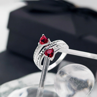 Bague personnalisable en argent 925 avec pierre de naissance en forme de cœur, bague porte-bonheur, talisman, bague commémorative de diplôme pour femme