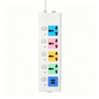 Regleta de Protección Contra Sobretensiones con Interruptores Independientes, Enchufe Universal y Puertos USB Opcionales, Cable de Extensión para Hogar/Oficina