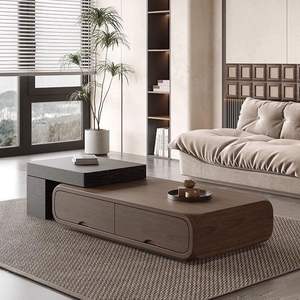 Ensemble de meuble TV et table basse en bois de noyer 80cm 110cm, combinaison de meubles modernes pour salon - Product Image 2