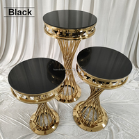 Table de gâteau de mariage circulaire de luxe en acier inoxydable doré, adaptée à la décoration de fête
