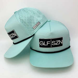 قبعات جولف من البوليستر بخمسة ألواح مع شعار مخصص من البولي فينيل كلوريد للرجال والنساء، قبعات بيسبول مخصصة للرياضات الخارجية مع ثقوب مقطوعة بالليزر - Product Image 3