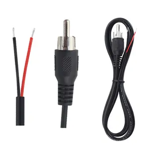 1m Custom RCA Male Plug to Bare Stripped Wire Tinned Ends Cable