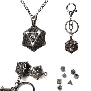 1Set de mini dés en métal du MDN avec collier creux en fer antique D20 Dice Case Antique Tiny Metal Dice Set D & D Keychain Portable - Product Image 4