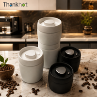 Bocal à café empilable en acier inoxydable noir, 0,4 L, 0,8 L, 1,2 L, qualité alimentaire, sans BPA, hermétique et sous vide pour la cuisine