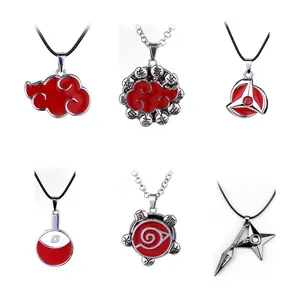 Anime giapponese Cosplay Narut Akatsuki organizzazione red cloud sign ciondolo in metallo collana Kakashi donna uomo collana Sharingan