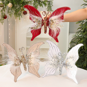 Papillons de Noël dorés scintillants à prix de gros pour la décoration de la maison ou de fêtes, ornements de Noël personnalisables - Product Image 1