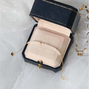 WENCHI Handmade Small Fresh Retro Freshwater <b>Pearl</b> 4-5mm 14k <b>Gold</b> <b>Bracelet</b> Real <b>Pearl</b> Bangle - Product Image 5