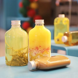 Hot Sale 350ml Flat Transparent <strong>Plastic</strong> Beverage <strong>Bottle</strong> with Aluminium Lid Pump Seal Milk Tea <strong>Beer</strong> Lotion Water Food Packaging - Product Image 4