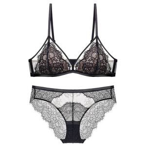 Ensemble <span class=keywords><strong>de</strong></span> lingerie pour femmes soutien-gorge ultra-mince sexy pour <span class=keywords><strong>madame</strong></span> soutien-gorge en maille transparente creuse sous-vêtements avec décoration en dentelle vente en gros - Product Image 4