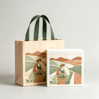 Sac en papier d'art de luxe de haute qualité avec poignée en ruban, emballage de boîte cadeau en carton, boîte à thé haut de gamme, logo personnalisé, image de marque d'entreprise