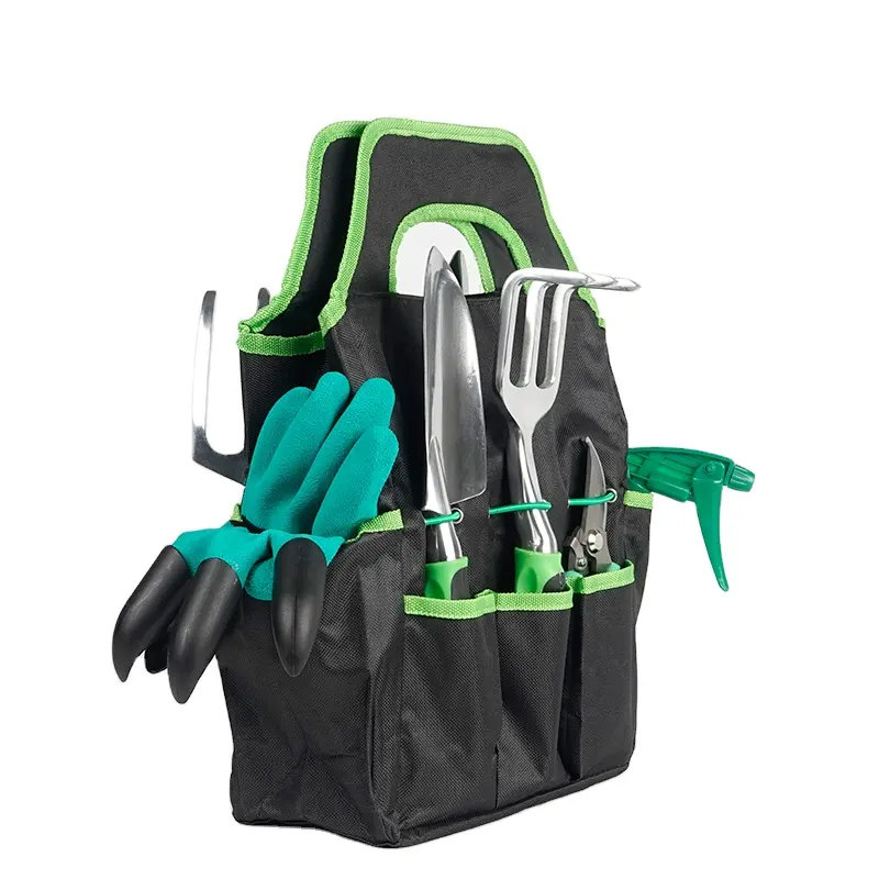 Hot Sales TPR Griff Multifunktions 9PC Gras Garden Tools Kit Garten Handwerkzeug Set mit Tasche