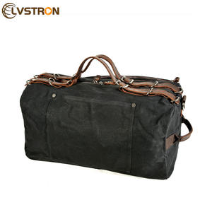 QiJian 뜨거운 판매 캔버스 가죽 및 왁스 칠 캔버스 여행 더플 백 남성 수하물 가방 휴대 가방 - Product Image 3