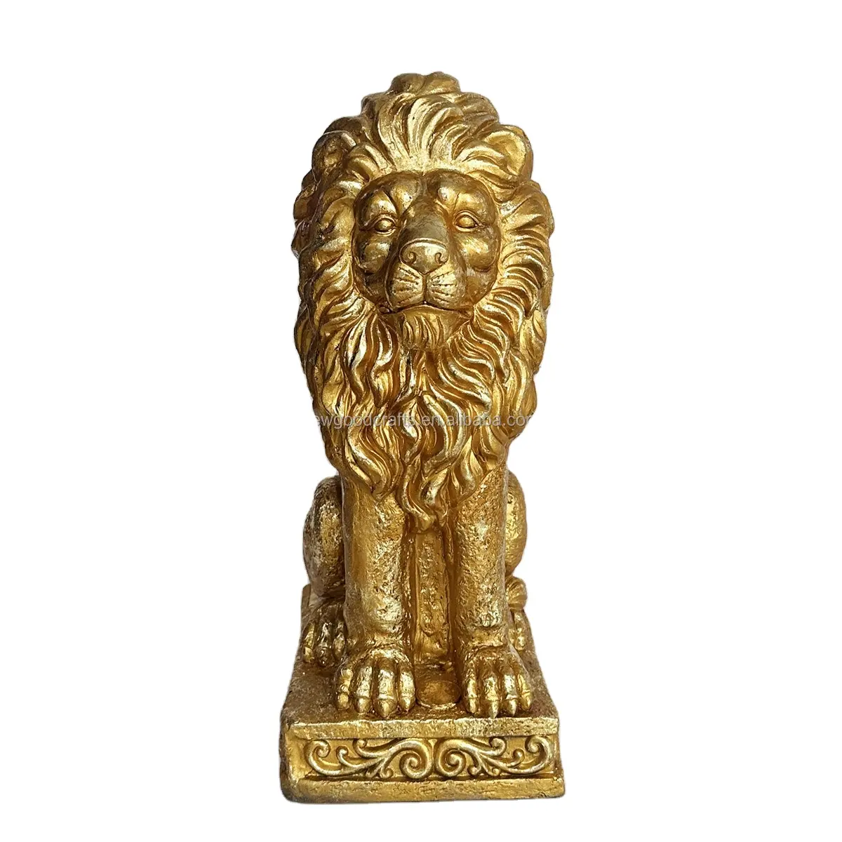 Polystone Guardian Standing Lion Outdoor Statue Gold resin statue for Garden & Home Decoration Ornament