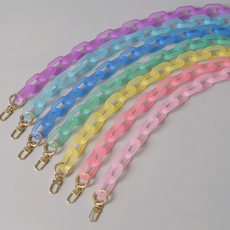 REWIN DIY Colorful Acrylic Chain Phone Straps Matte Oval Plastic Link Chain for Handbag Purse Handle