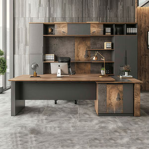 Escritorio Ejecutivo Moderno con Aparador de Almacenamiento y Librero, Conjunto de Estación de Trabajo Grande para Gerentes de Oficina Corporativa - Product Image 3