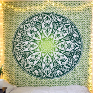 Wholesale King Size Peacock Mandala 300tc Cotton Bedding Bedspread Home Decor Wall Hanging Tapestry Hand Screen Print - Product Image 1