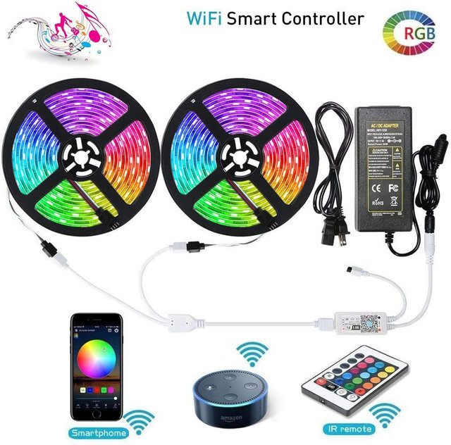 Tuya LED Strip Lights RGBIC WiFi Wireless Smart Phone Controlled LED Light Works Alexa Google Assistant Strip 5050 LED Lights