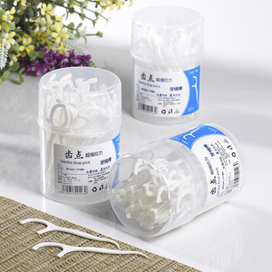 Fil dentaire à tige 50 pièces, fil rond ultra fin, cure-dents jetables pour soins bucco-dentaires, 7,8 cm, en plastique - Product Image 1