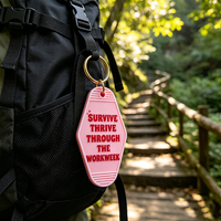Nouveaux porte-clés en métal avec slogan amusant, vente en gros, porte-clés en plastique personnalisé avec logo, porte-clés d'hôtel imprimé mignon et personnalisable