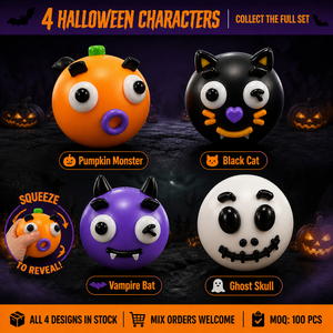 Southpeak Toy Mochi Hand Therapy Squishy Factory Outil anti-stress pour le soutien des personnes atteintes de TDAH et d'autisme, Balle à visages interchangeables Halloween - Product Image 2