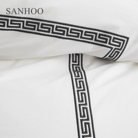 SANHOO Parure de lit de luxe en lin et coton égyptien, qualité hôtelière, 500 fils, draps en pur coton