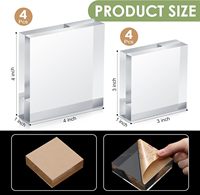 Blocs de présentation en acrylique de 8 pièces, 3x3x1 et 4x4x1 pouces, finition polie transparente pour bagues, bijoux, ornements
