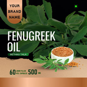Natural Wild Fenugreek Oil <b>Extract</b> Supplement Capsules in Bottle Made From Pure Seeds for Daily Herbal Use and Balance - Product Image 2