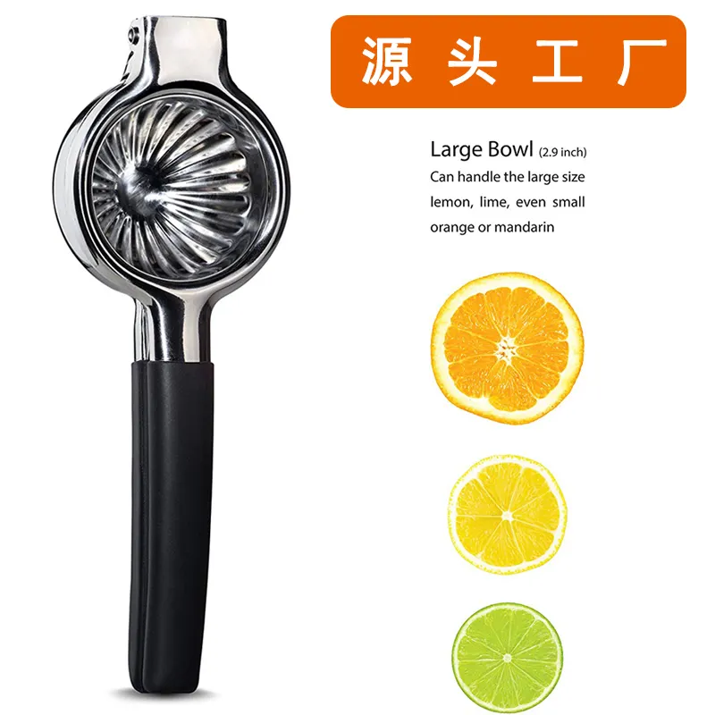 Lemon Squeezer 304 Stainless Steel Large Manual Juicer Citrus Press with Super Large Bowl and Silicone Handles, Manual