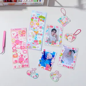 漫画クマとバニーレーザーgooカードステッカー韓国版女の子DIYハンドブックステッカースター写真カード装飾kpopステッカー