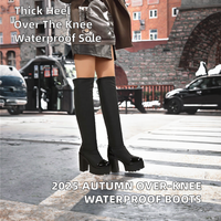Vente en gros directe usine : Bottes pour femme à talon épais, bottes hautes, bottes à talons hauts, bottes stretch, bottes plateforme de créateur