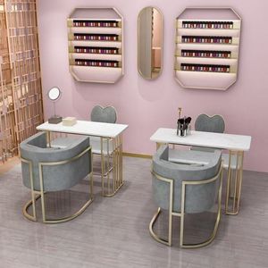 Ensemble table et chaise de salon de manucure K double couche effet marbre, table et chaise de salon de manucure tendance - Product Image 6