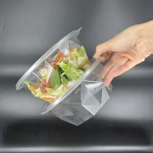 Plastic Wholesale Vegetable Fruit Mix Salad Container Salad Bowl Packaging Boxes Food Clamshell Box Sandwich Container Accept