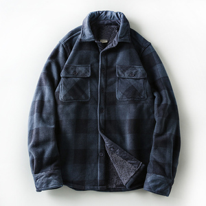 Giacca da <span class=keywords><strong>uomo</strong></span> calda imbottita in pelliccia di flanella scozzese a maniche lunghe imbottita da <span class=keywords><strong>uomo</strong></span> - Product Image 2