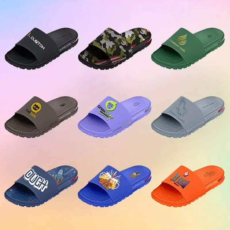 Factory Custom Slides 3D Logo Men's Custom Sandals Rubber Embossed Customization Flip Flops