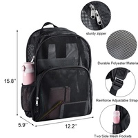 Vente en gros de sacs d'école transparents avec logo personnalisé sacs d'étudiant semi-transparent sac à dos d'école confortable en maille de bain