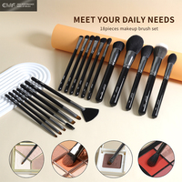 Ensemble de pinceaux de maquillage de luxe professionnel EMF 18 pièces, micro-fibre cristalline, virole en aluminium épaissie, logo personnalisé, qualité supérieure