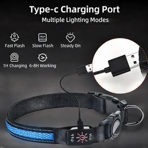 क्रॉस-बॉर्डर एयरटैग नायलॉन डॉग कॉलर प्रकार-सी रिचार्जेबल वाटरप्रूफ चमकदार पालतू कॉलर लोकेटर को कवर करता है - Product Image 5