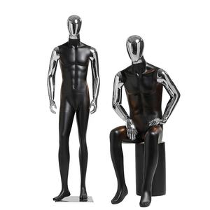 Реалистичный черный манекен из стекловолокна с хромированным лицом, мускулистая мужская модель для всего тела, модель для взрослых, стиль - Product Image 6