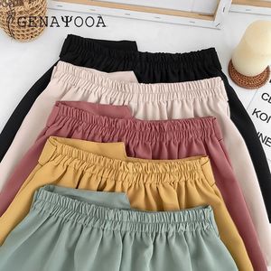 Pantaloncini da ufficio estivi coreani a vita elastica da donna <span class=keywords><strong>Mini</strong></span> pantaloncini a vita alta con cintura a gamba larga e <span class=keywords><strong>Sexy</strong></span> pantaloncini da ufficio tinta unita - Product Image 6