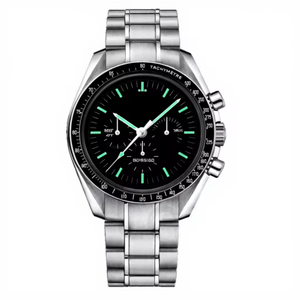 Montre pour homme de luxe de marque supérieure, série Speed Master, chronographe automatique multifonctionnel, diamètre du cadran 41 mm, montre en acier inoxydable - Product Image 1