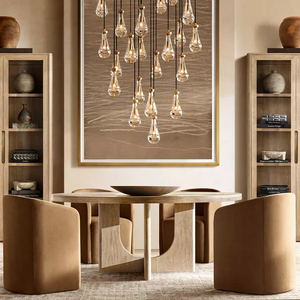 Tavolo da Pranzo Moderno Japandi Ecologico e Durevole con Piano in Rovere Naturale, Base a Piedistallo con Pannelli Incrociati e Intaglio ad Arco in Legno Massello per <span class=keywords><strong>Casa</strong></span> e Cucina - Product Image 6