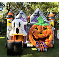 Château gonflable d'Halloween avec toboggan, structure de saut commerciale en PVC, château gonflable citrouille, château gonflable fantôme pour enfants