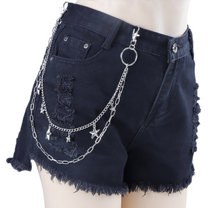 Cadena de Cintura de Doble Capa con Anillo Metálico y Colgante de Estrella, Estilo Hip Hop, Casual, de Aleación de Zinc, Unisex, Cadena Corporal de Moda - Product Image 1