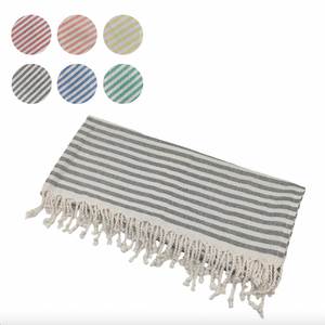 Serviette de plage et de bain en coton turc doux, rayée et imprimée, séchage rapide, haute absorption, sans sable - Product Image 2