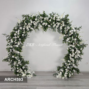 Arche de fleurs artificielles en soie blanche de luxe, faite à la main, pour la décoration de mariage, style moderne, durable, décoration de fond - Product Image 2