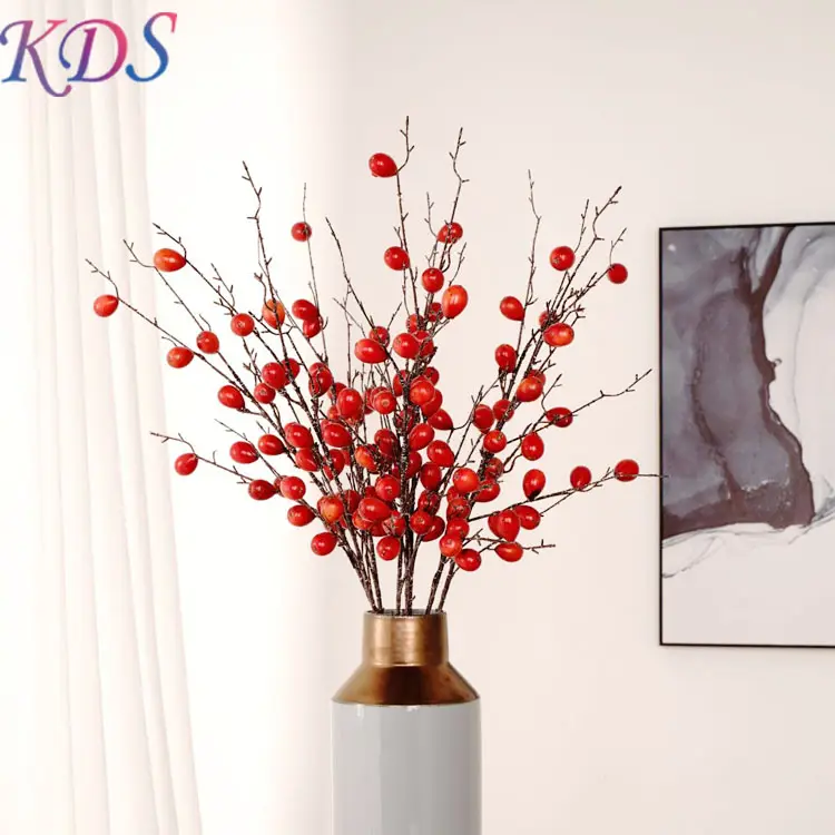 Plantes artificielles arbres fruitiers rouge orange fausse plante branches pour la décoration d'intérieur