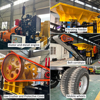 Самая популярная мобильная дизельная дробилка PE400*600 с конвейером для дробления горных пород и гранита, Китай