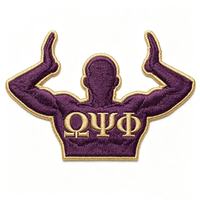 Écusson brodé 3D en chenille personnalisé Omega Psi Phi Fraternity, écusson grec écologique thermocollant pour vestes, chapeaux et tissus